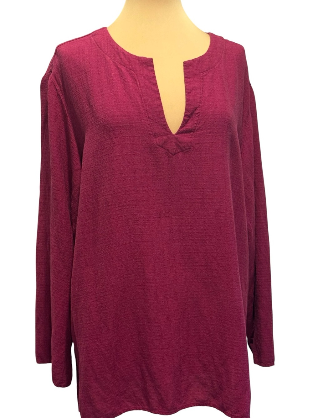 Eileen Fisher Fuschia Pink Linen Blend  Tunic long sleeve Blouse Top 3X 1X